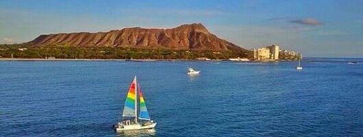 Board from Waikiki Beach for Aloha Hour Sail on Hāwea Catamaran