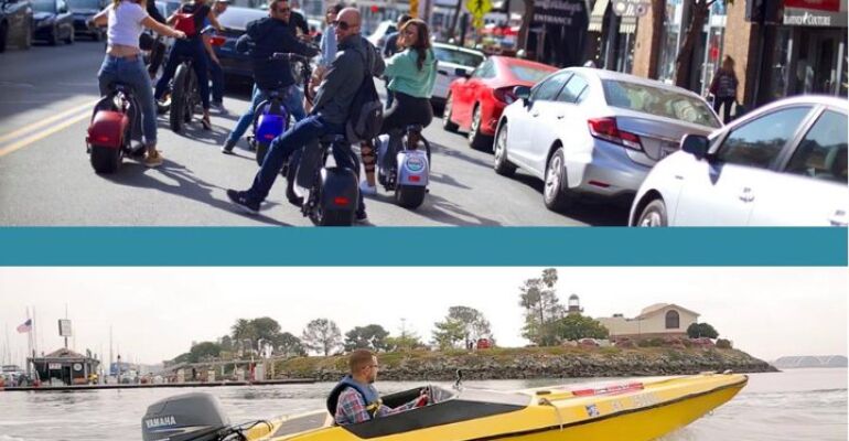 San Diego Electric Scooter and Speedboat Combo