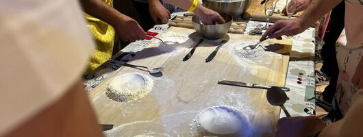 Traditional bolognese pasta making with a meal